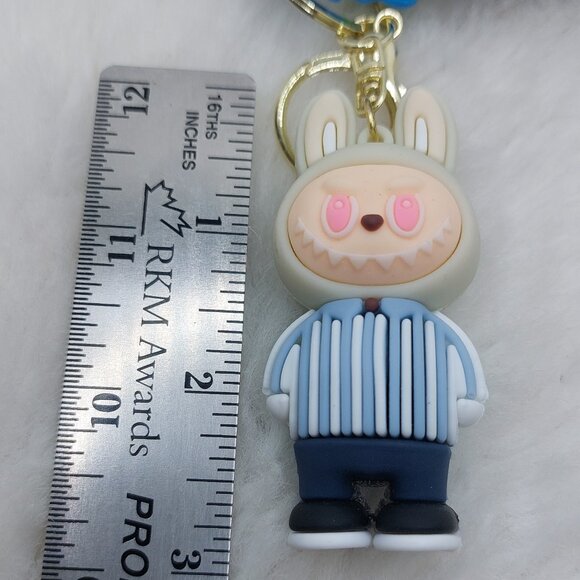 2/$25 Labubu blue strip shirt keychain with strap "Strive" - Picture 4 of 6